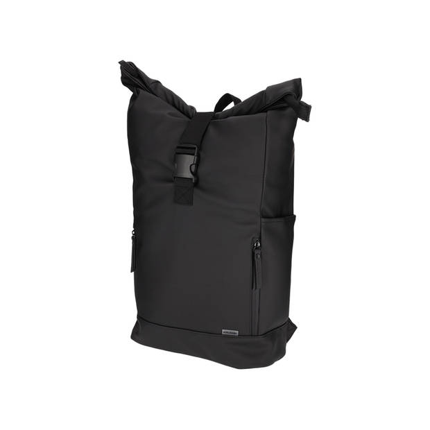 Nörlander Rolltop fietsrugzak 25L - Vegan Dull PU - 30,5 x 14 x 59 cm - Zwart