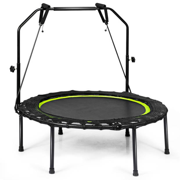 Costway Opvouwbare Fitness Trampoline Met Weerstandsbanden - Mini Trampoline - Verstelbaar Zwart/Groen Ø102 cm