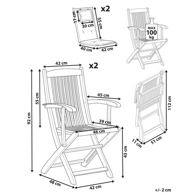 Beliani MAUI - Tuinstoel-Lichte houtkleur-Acaciahout