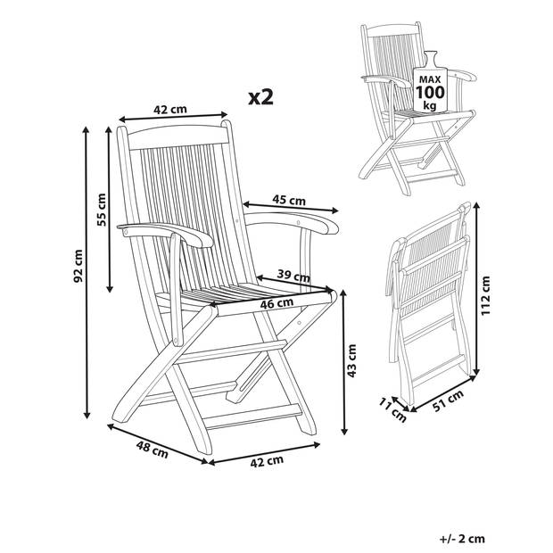 Beliani MAUI II - Tuinstoel-Lichte houtkleur-Acaciahout