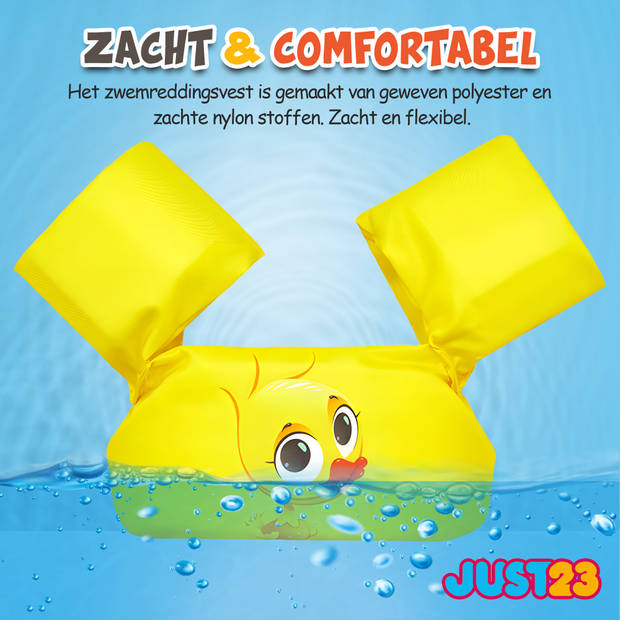 JUST23 Puddle Jumper Gele Eend - Verstelbare Zwembandjes - Zwemvest kind vanaf 2 Jaar - 14 tot 25 KG