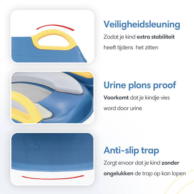 Macx & Macx WC Verkleiner met Trapje - 2 tot 7 jaar - Toilettrainer - Urinoirs voor Kind/Peuter - Blauw