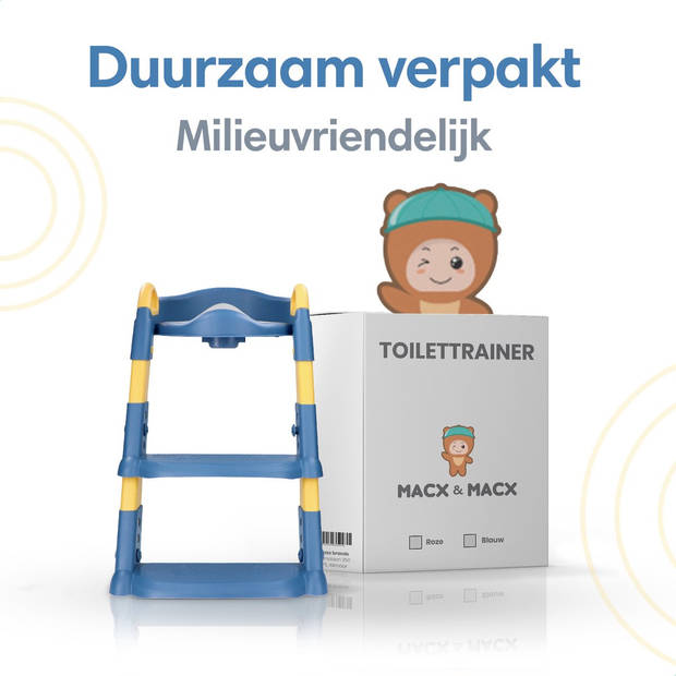 Macx & Macx WC Verkleiner met Trapje - 2 tot 7 jaar - Toilettrainer - Urinoirs voor Kind/Peuter - Blauw