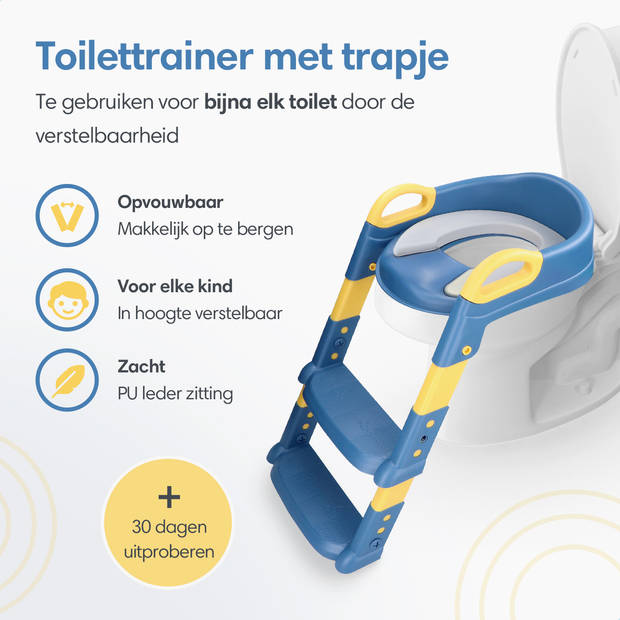 Macx & Macx WC Verkleiner met Trapje - 2 tot 7 jaar - Toilettrainer - Urinoirs voor Kind/Peuter - Blauw