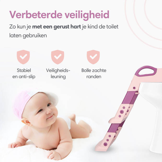 Macx & Macx WC Verkleiner met Trapje - 2 tot 7 jaar - Toilettrainer - Urinoirs voor Kind/Peuter - Roze