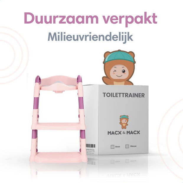 Macx & Macx WC Verkleiner met Trapje - 2 tot 7 jaar - Toilettrainer - Urinoirs voor Kind/Peuter - Roze