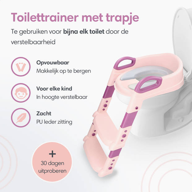 Macx & Macx WC Verkleiner met Trapje - 2 tot 7 jaar - Toilettrainer - Urinoirs voor Kind/Peuter - Roze