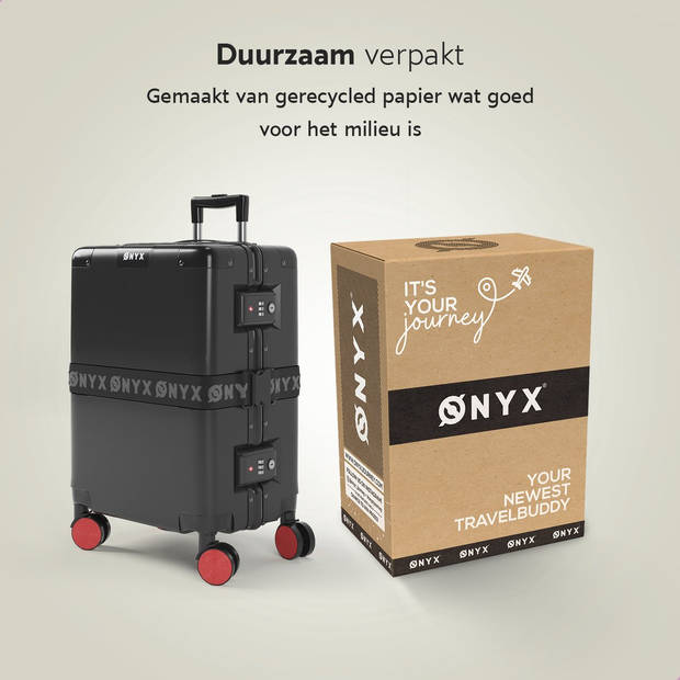 ONYX Handbagage koffer 33L - TSA slot - Spinner wielen - Lichtgewicht Trolley - Aluminium sluiting - Zwart