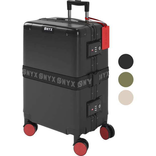 ONYX Handbagage koffer 33L - TSA slot - Spinner wielen - Lichtgewicht Trolley - Aluminium sluiting - Zwart