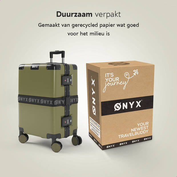ONYX Handbagage koffer 33L - TSA slot - Spinner wielen - Lichtgewicht Trolley - Aluminium sluiting - Olive groen