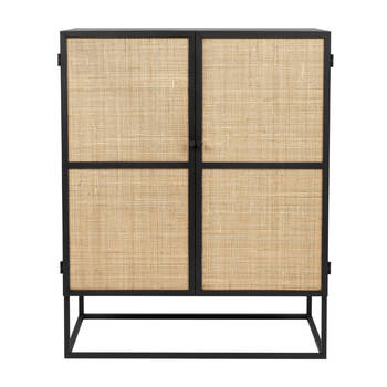 Bjerka kast laag 2-deurs MDF/rattan