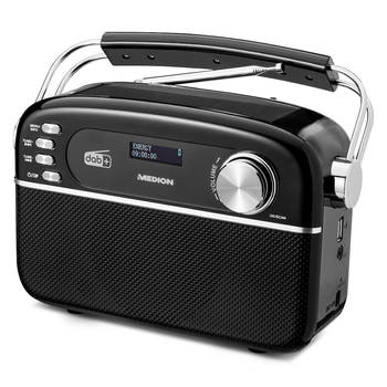 MEDION E66809 Retro radio - DAB+/PLL FM-radio - elk 30 voorkeuzezenders - Bluetooth 5.3 - zonnepaneel - geïntegreerde