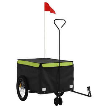 vidaXL Fietstrailer 45 kg ijzer zwart en groen