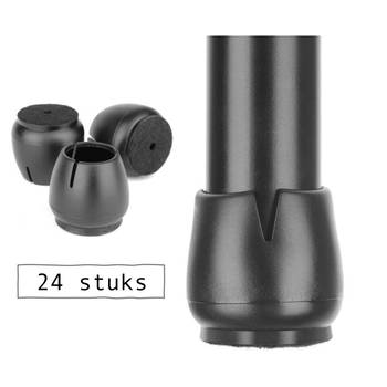 Oliva's - Stoelpoot beschermers - 12-16mm - Stoelpootdoppen - Stoelpoot sokken - Rond - Zwart - 24 stuks