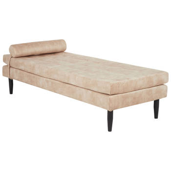 Beliani USSEL - Chaise longue-Beige-Fluweel