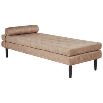 Beliani USSEL - Chaise longue-Beige-Fluweel