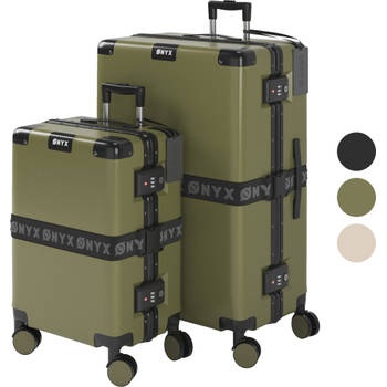 ONYX 2-delige Kofferset - Handbagage en Check-in koffer - 33L/100 L - TSA slot - Spinner wielen - Trolley - Groen