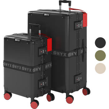 ONYX 2-delige Kofferset - Handbagage en Check-in koffer - 33L/100 L - TSA slot - Spinner wielen - Trolley - Zwart