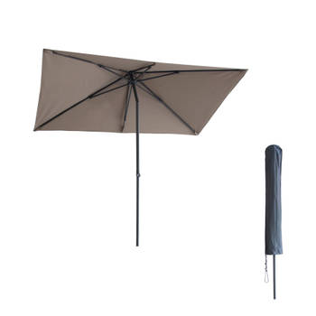 Kopu® Leon Parasol Rechthoek 150x250cm met Hoes - Balkonparasol Taupe