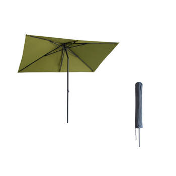 Kopu® Leon Parasol Rechthoek 150x250cm met Hoes - Balkonparasol Olijf