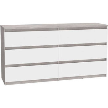 Chelsea 6 -Drawer Lades - White Color/Light Beton - L 154 X D 42,2 X H 79,9 cm