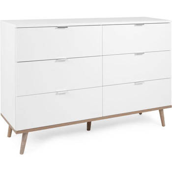 Göteborg 6 Laders Laders - White Sonoma Chene Decor - L 120 x D 40 x H 86,5 cm