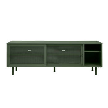 Giga Living - Tv-Meubel Metaal Groen - Schuifdeuren - 6-Vakken - 45x160x55cm - Veep