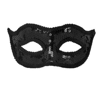 Boland Verkleed oogmasker Venitiaans - zwart met pailetten - volwassenen - gemaskerd bal - Verkleedmaskers