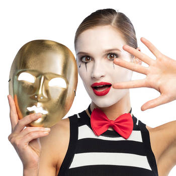 Boland Verkleed oogmasker Mime - goud - volwassenen - mime/themafeest - Verkleedmaskers