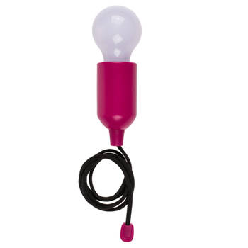 Out of the Blue Treklamp LED licht - kunststof - roze - 15 cm - met koord van 90 cm - Hanglampen
