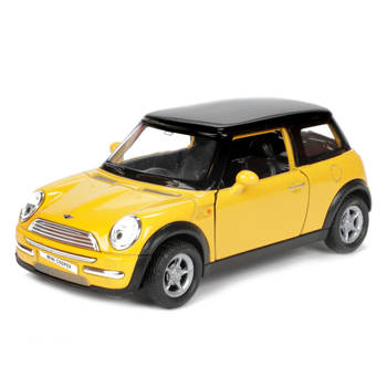 Welly Speelgoed Mini Cooper auto - geel - die-cast metaal - 11 cm - Model two colours - Speelgoed auto's