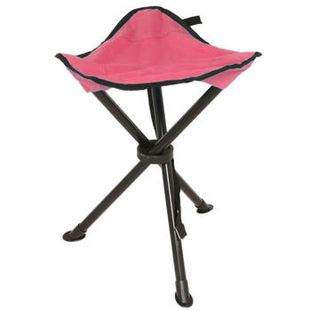 Redcliffs Opvouwbaar krukje - driepoot - camping/outdoor - rood - D34 x H40 cm - Campingkrukjes