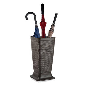 Plasticforte Paraplubak/parapluhouder Waves - bruin - glad kunststof - D26 x H52 cm - hoge voet - Paraplubakken