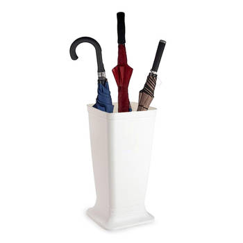 Plasticforte Paraplubak/parapluhouder Plain - ivoor wit - glad kunststof - D26 x H52 cm - hoge voet - Paraplubakken