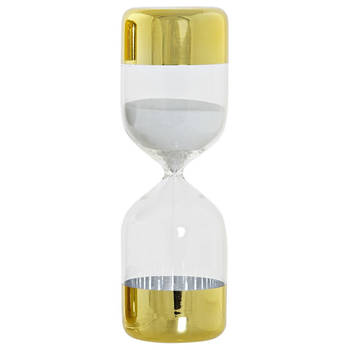 Zandloper cilinder Timer - decoratie of tijdsmeting - 15 minuten wit zand - D6,5 x H20,5 cm cm - glas - Zandlopers