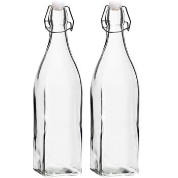 Cookinglife Beugelflessen Vierkant - 1 Liter - 2 Stuks