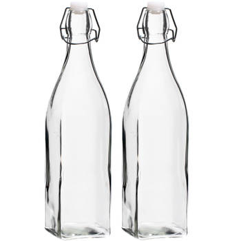 Cookinglife Beugelflessen Vierkant - 1 Liter - 2 Stuks