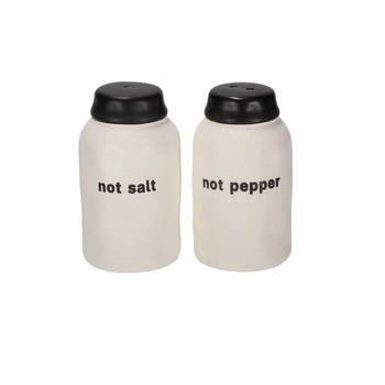 JENS Living - Peper-en zoutvat - 'Not Salt/Not Pepper' - Zwart/Wit