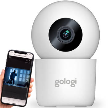 Gologi Beveiligingscamera binnen - Smart Indoor Camera - 180° Draaibaar - Wit