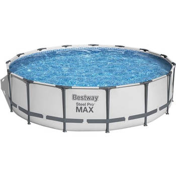 Tubular boven -ground poolkit Bestway Steel Pro Max - 457 x 107 cm - ronde (met filtratiepomp, schaal + tarpauline)