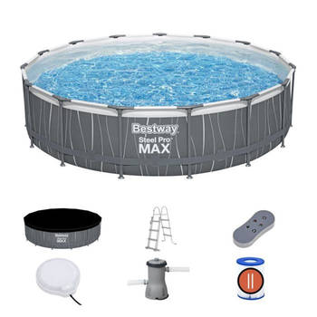 BESTWAY Steel Pro Max™ buisvormige bovengrondse zwembadset 457 x 107 cm - Rond