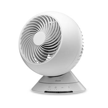 Duux Globe Tafelventilator Wit - Stille Ventilator 13dB - 3 snelheden - Horziontaal + Verticaal draaien