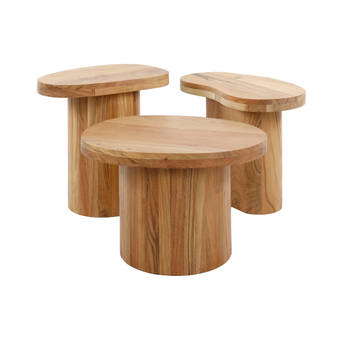 Janie salontafel set van 3 rond - massief acacia