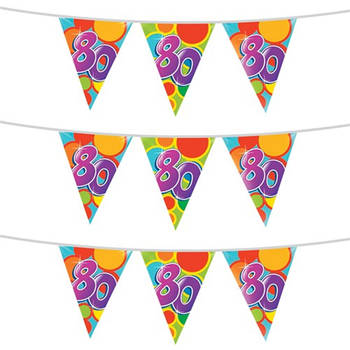 3x stuks leeftijd verjaardag thema vlaggetjes 80 jaar plastic 10 meter - Vlaggenlijnen
