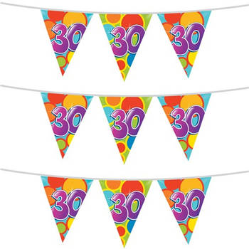 3x stuks leeftijd verjaardag thema vlaggetjes 30 jaar plastic 10 meter - Vlaggenlijnen