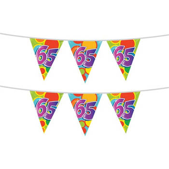 2x stuks leeftijd verjaardag thema vlaggetjes 65 jaar plastic 10 meter - Vlaggenlijnen