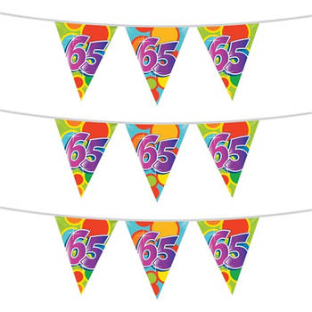 3x stuks leeftijd verjaardag thema vlaggetjes 65 jaar plastic 10 meter - Vlaggenlijnen