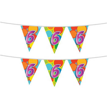 2x stuks leeftijd verjaardag thema vlaggetjes 6 jaar plastic 10 meter - Vlaggenlijnen