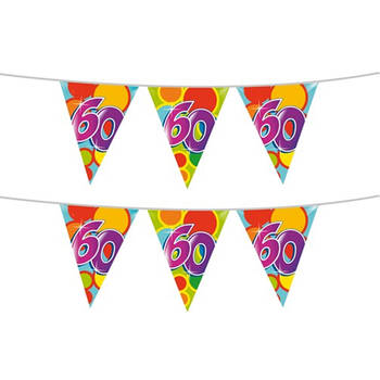 2x stuks leeftijd verjaardag thema vlaggetjes 60 jaar plastic 10 meter - Vlaggenlijnen