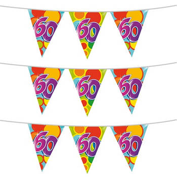 3x stuks leeftijd verjaardag thema vlaggetjes 60 jaar plastic 10 meter - Vlaggenlijnen